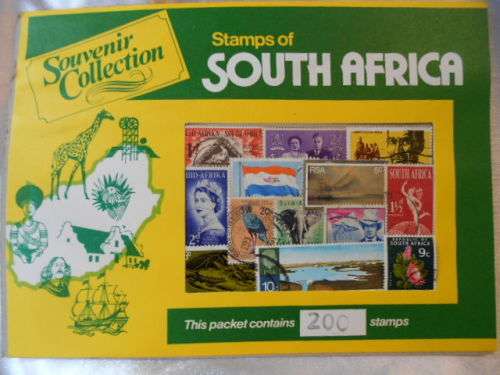 Souvenir Collection Stamps of South Africa.  Packet of 200 stamps.