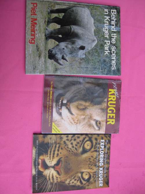 "Behind the scenes in Kruger Park (Hard cover) , Prime Kruger & Exploring Kruger (soft cover)"