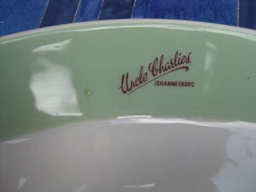 "Uncle Charlie's Johannesburg" dinner plate.