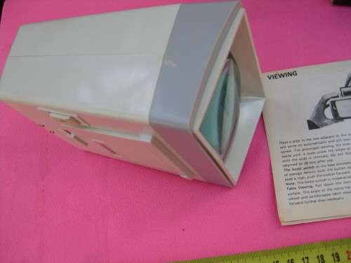 Slide Viewer for colour transparancies in 2" x 2" mounts.  "Photax Solar 3."  Made in England.