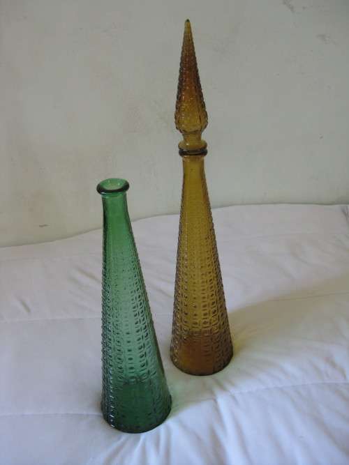 Retro Italian, glass decanters. Only one has a lid.