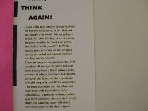 `White Man Think Again`  Hard cover  A Jacob