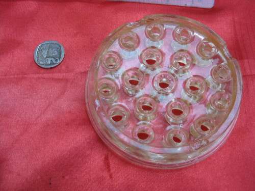 Retro glass, florist`s frog