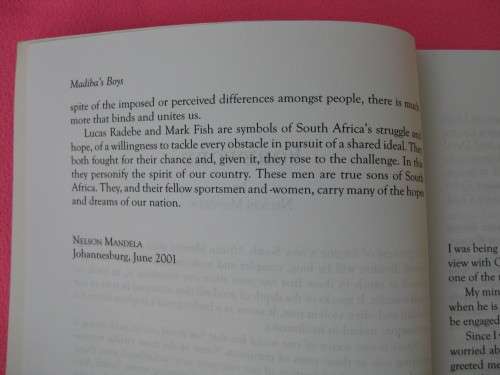 `Madiba`s Boys.  The stories of Lucas Radebe and Mark Fish`  Soft cover.