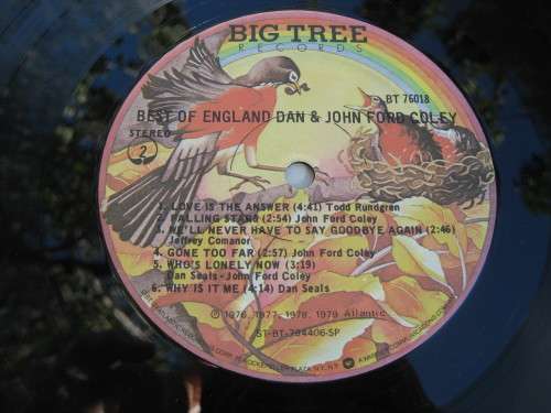 LP Best of England Dan and John Ford Coley.  Cover very good, Record very good. Imported.