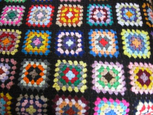Granny blanket.  Hand-made crochet.  Double bed sized.  New.    J.