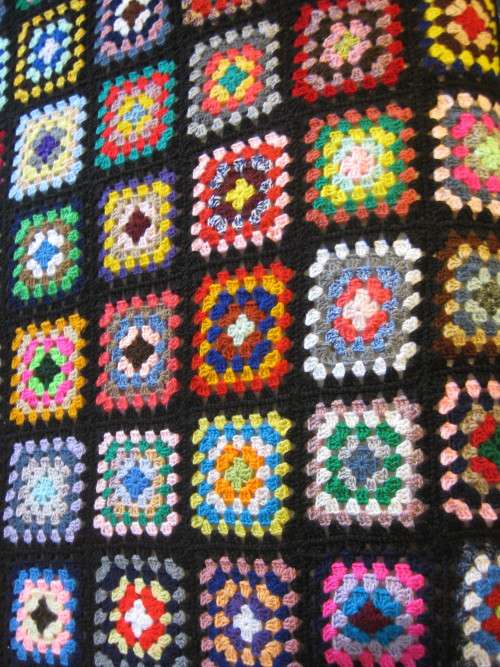 Granny blanket.  Hand-made crochet.  Double bed sized.  New.    J.