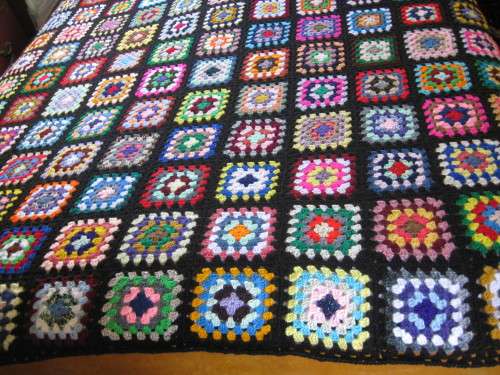 Granny blanket.  Hand-made crochet.  Double bed sized.  New.     G.