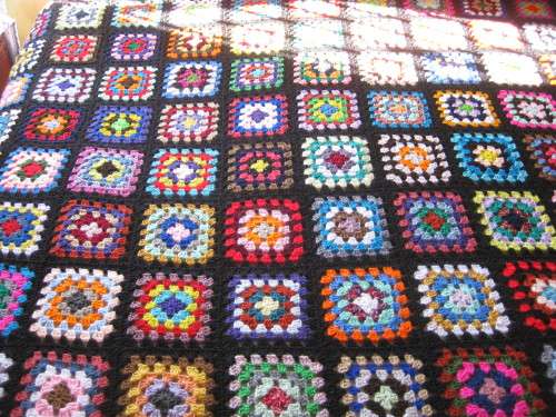 Granny blanket.  Hand-made crochet.  Double bed sized.  New.    L.
