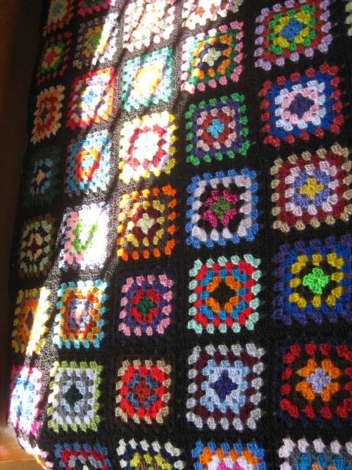 Granny blanket.  Hand-made crochet.  Double bed sized.  New.    L.