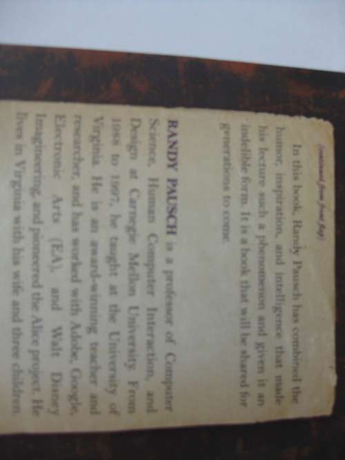 `The Last Lecture`  Randy Pausch.  Hard cover.