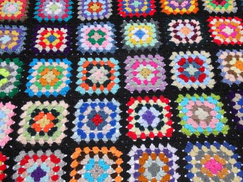 Granny blanket.  Hand-made crochet.  Mirage 4-ply wool. Queen-bed sized. 1850mm x 1950mm.  New. X.
