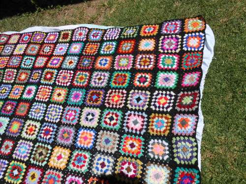 Granny blanket.  Hand-made crochet.  Mirage 4-ply wool. Queen-bed sized. 1850mm x 1950mm.  New. X.