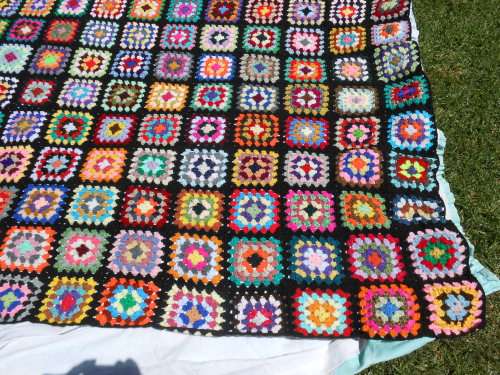 Granny blanket.  Hand-made crochet.  Mirage 4-ply wool. Queen-bed sized. 1850mm x 1950mm.  New. X.