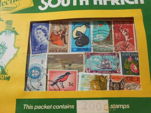 South African stamps.  200 stamps.