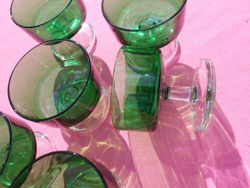 Green pudding glasses.