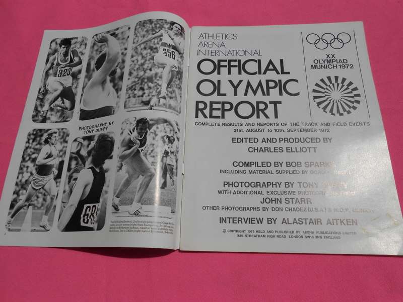 `Munchen 1972.  Athletics Arena International Official Olympic Report`  Soft cover.