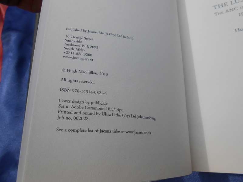 `The Lusaka Years.  ANC in Excile in Zambia 1963-1994`  Hugh McMillan.  Soft cover