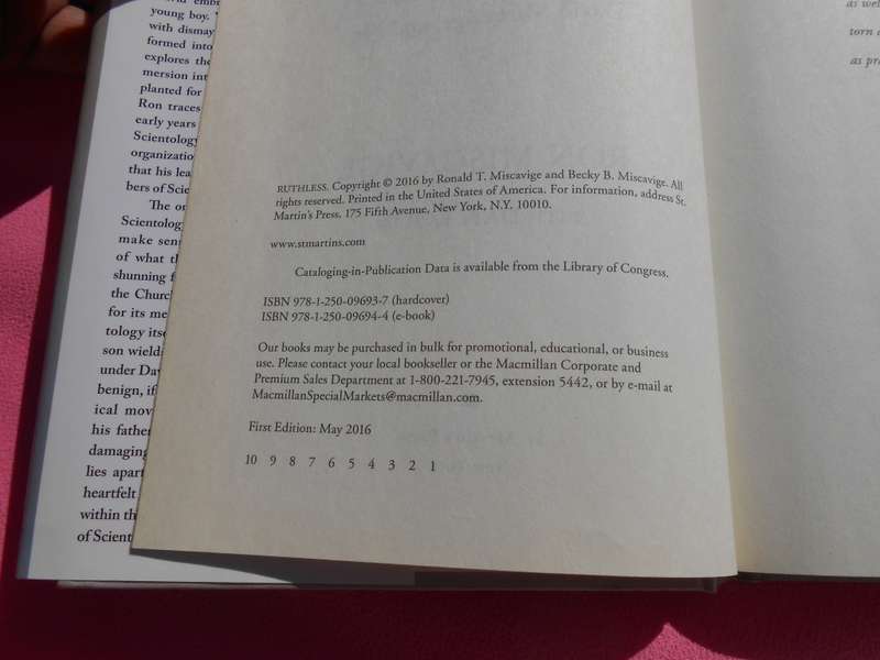 `Ruthless`  Scientology, my son David Miscavige, and me.  Ron Miscavige.  Hard cover.