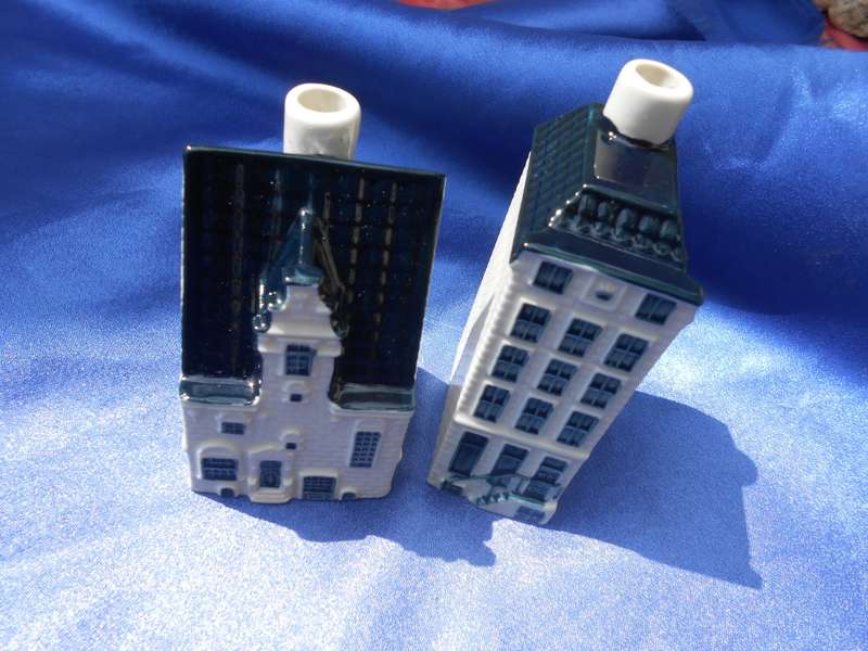 Blue Delft exclusively made for KLM by Bols Royal Distilleries Holland. Houses no. 57 and 89.