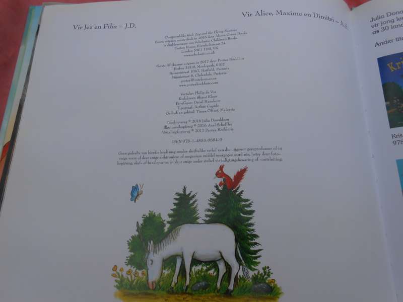 `Zok en die Vlieende Dokters:  Axel Scheffer, Julia Donaldson.  Hard cover.
