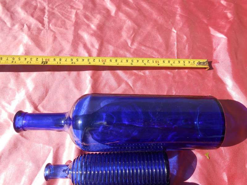 Group of blue bottles.