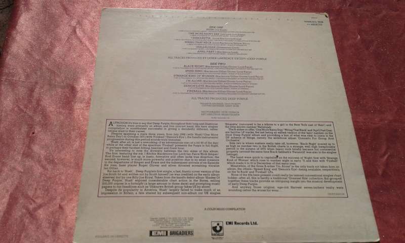 Vinyl LP. The Deep Purple Singles A`s & B`s.  G   VG+