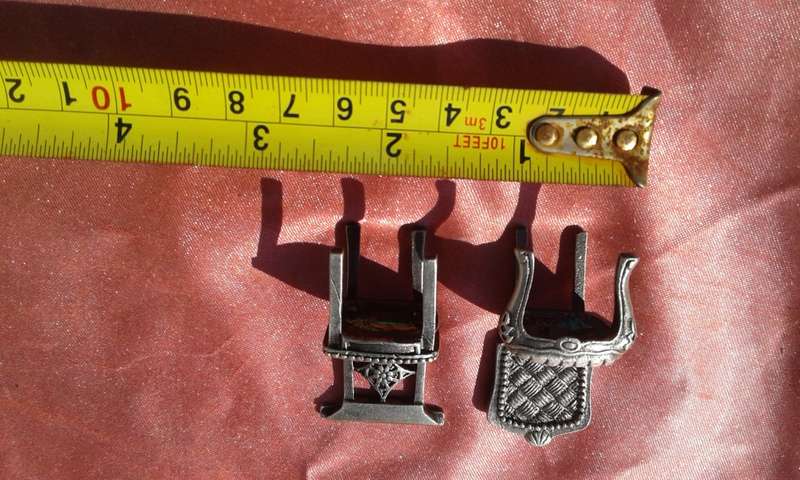 Doll's House Miniature Sized/Printer`s tray sized chairs.  Metal.