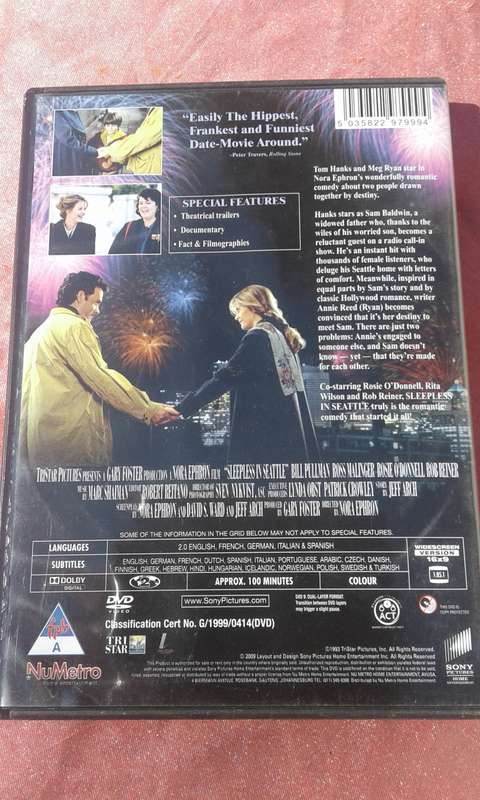 DVD Sleepless in Seattle.  Meg Ryan and Tom Hanks.