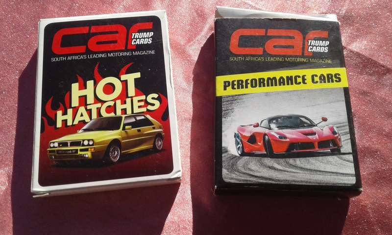 Car trump cards.  Hot Hatches and Performance Cars.  Pack of cards.