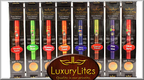 Luxury Lites E-Hookah & 6 Great tasting flavors to choose from.