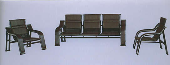Outdoor Chair set, Leather look with Steel frame.