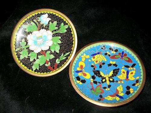 Two Dainty Cloisonne Pin Dishes