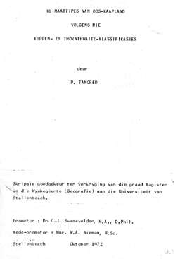 Klimaattipes van Oos-Kaapland volgens die Koppen-en Thornthwaite-klassifikase.