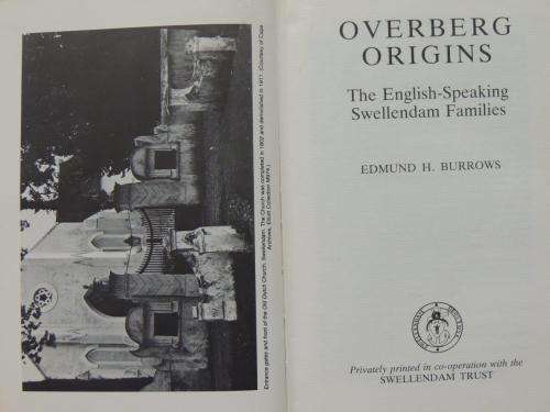 Overberg origins: The English-speaking Swellendam families by Edmund H Burrows