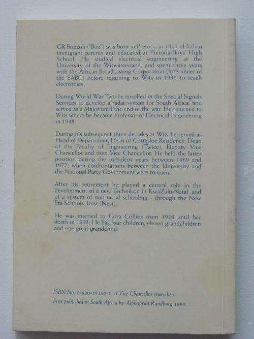 A vice-chancellor remembers: The memoirs of Professor G.R. Bozzoli - INSCRIBED - G.R. Bozzoli