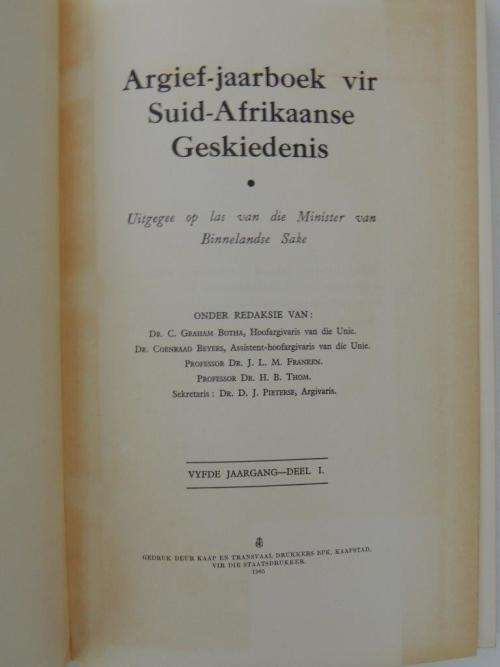 Argief -jaarboek vir Suid Afrikaanse Geskiedenis/Archives Year Book for S. A. History: 1942/1