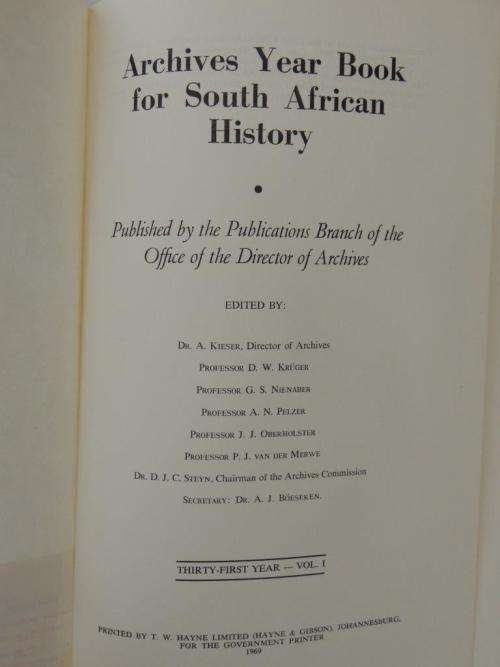 Argief -jaarboek vir Suid Afrikaanse Geskiedenis/Archives Year Book for S. A. History: 1966/1