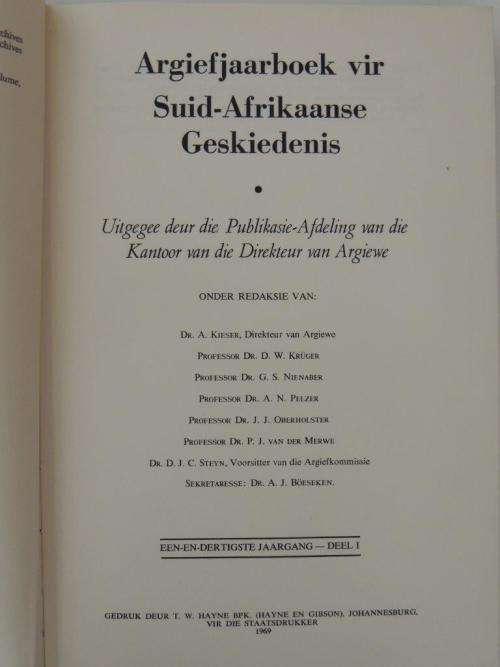 Argief -jaarboek vir Suid Afrikaanse Geskiedenis/Archives Year Book for S. A. History: 1966/1