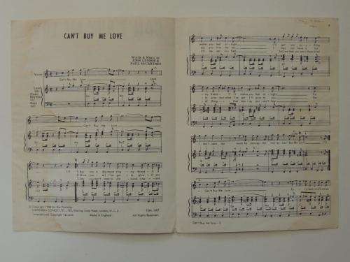 Cant Buy Me Love - The Beatles - 1964 - Vintage Sheet Music - by John Lennon and Paul McCartney.