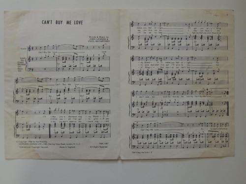 Cant Buy Me Love - The Beatles - 1964 - Vintage Sheet Music - by John Lennon and Paul McCartney.