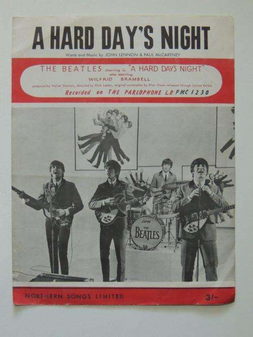 A Hard Day`s Night` - The Beatles - 1964 - Vintage Sheet Music - by John Lennon and Paul McCartney