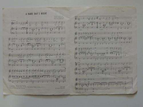 A Hard Day`s Night` - The Beatles - 1964 - Vintage Sheet Music - by John Lennon and Paul McCartney
