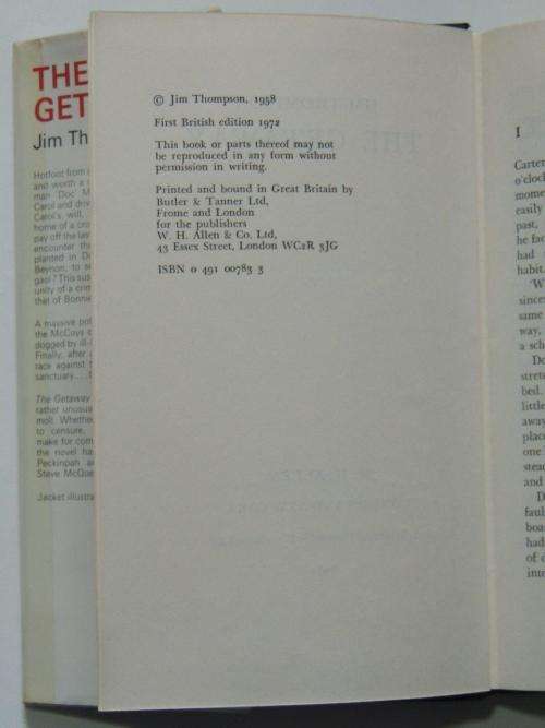 The Getaway - First British Edition - by Jim Thompson