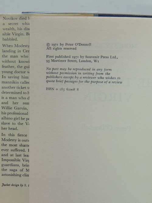 The Impossible Virgin - The Modesty Blaise Series - First Edition 1971 - Peter O`Donnell