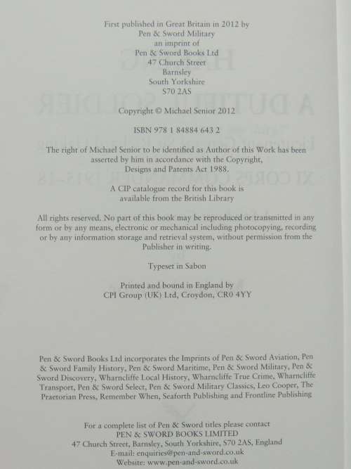 Haking A Dutiful Soldier Lt Genral Sir Richard Haking, XI Corps Commander 1915-18 - Michael Senior