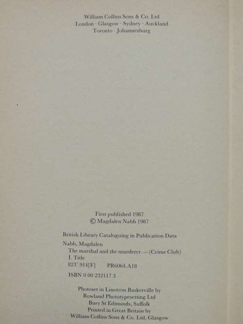 The Marshall and the Murderer - First Edition 1987 - Magdalen Nabb