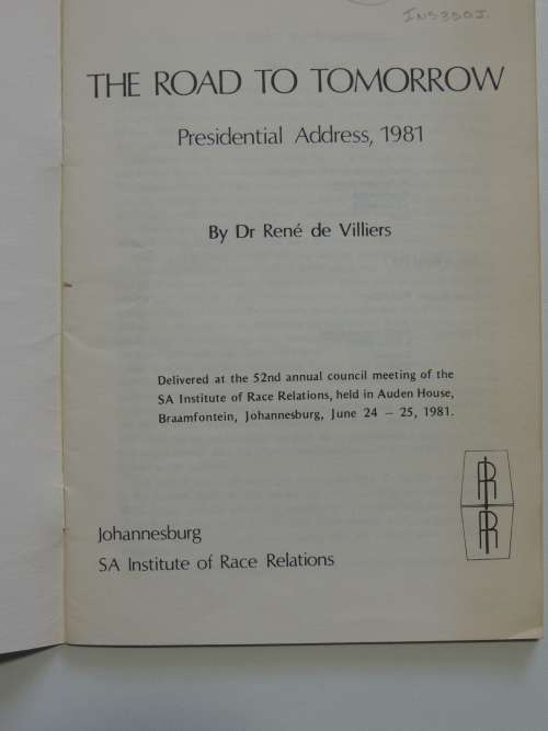 The Road to Tomorrow- Dr. Rene de Villiers
