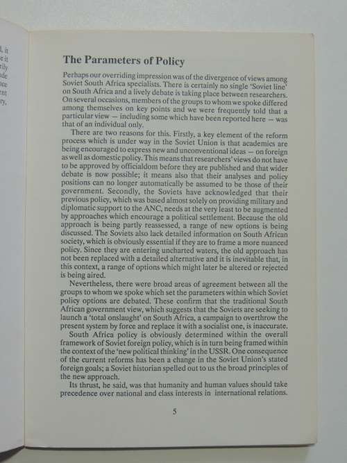 A New Mood in Moscow: Soviet Attitudes to South Africa - S. Friedman and M. Narsoo