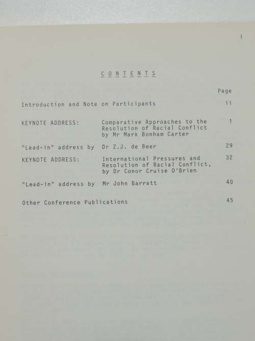 Resolving Racial conflict in South Africa - Some Outside Views